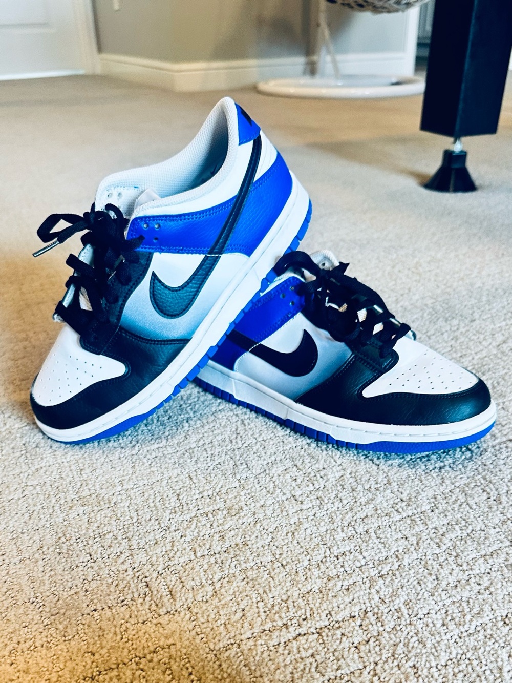 Nike Air Jordan 1 Low Royal Toe Black White Blue Sneakers Size 7Y